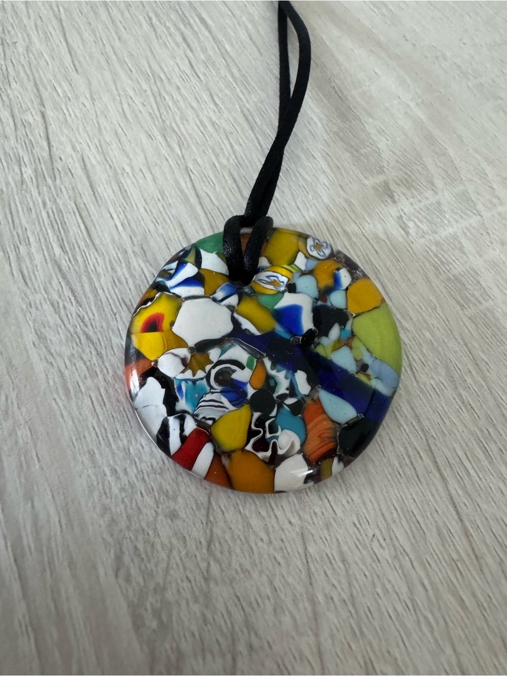 Venetian Glass Pendant Necklace Fused Glass Pendant Colorful Jewelry